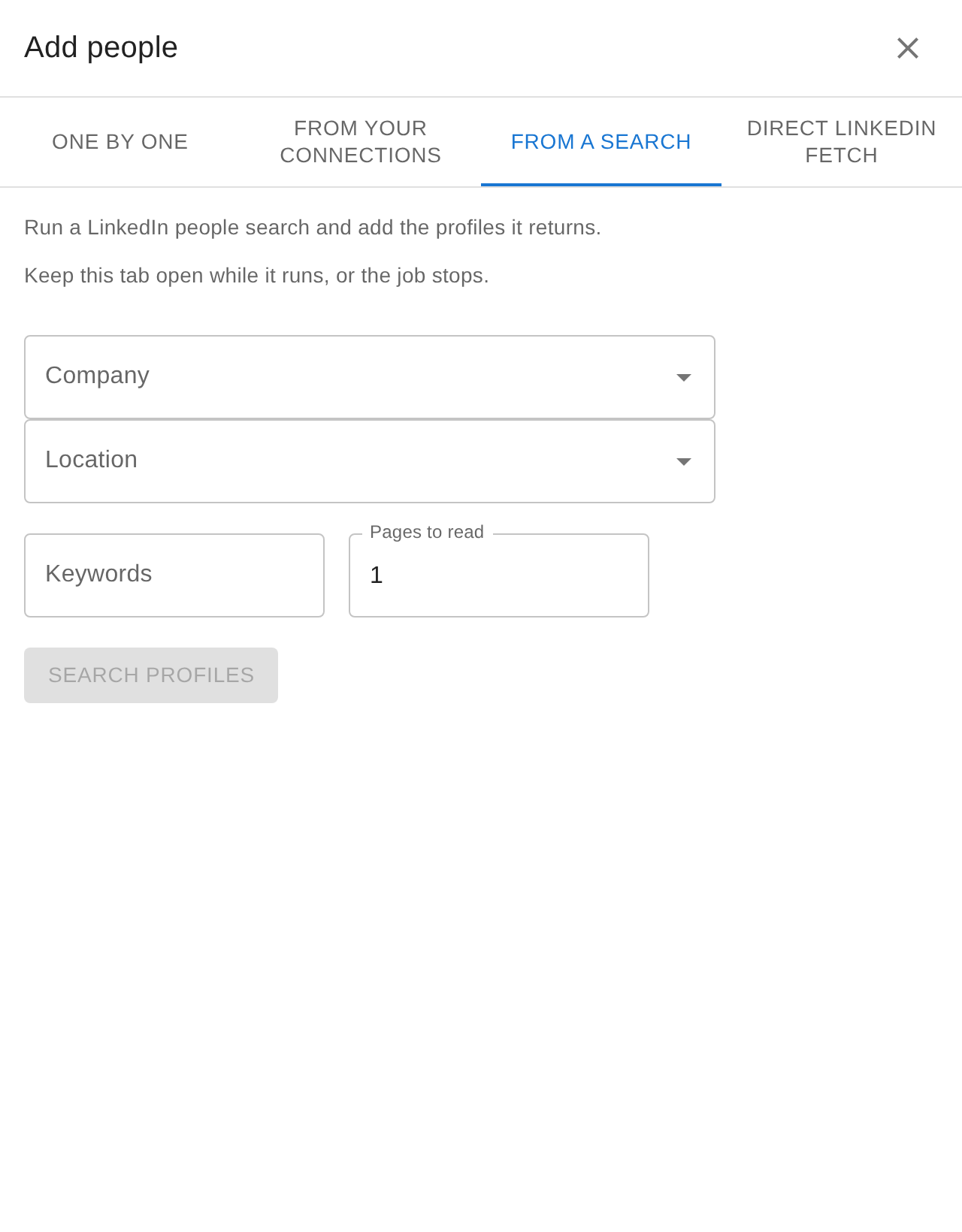 Adding people from a search