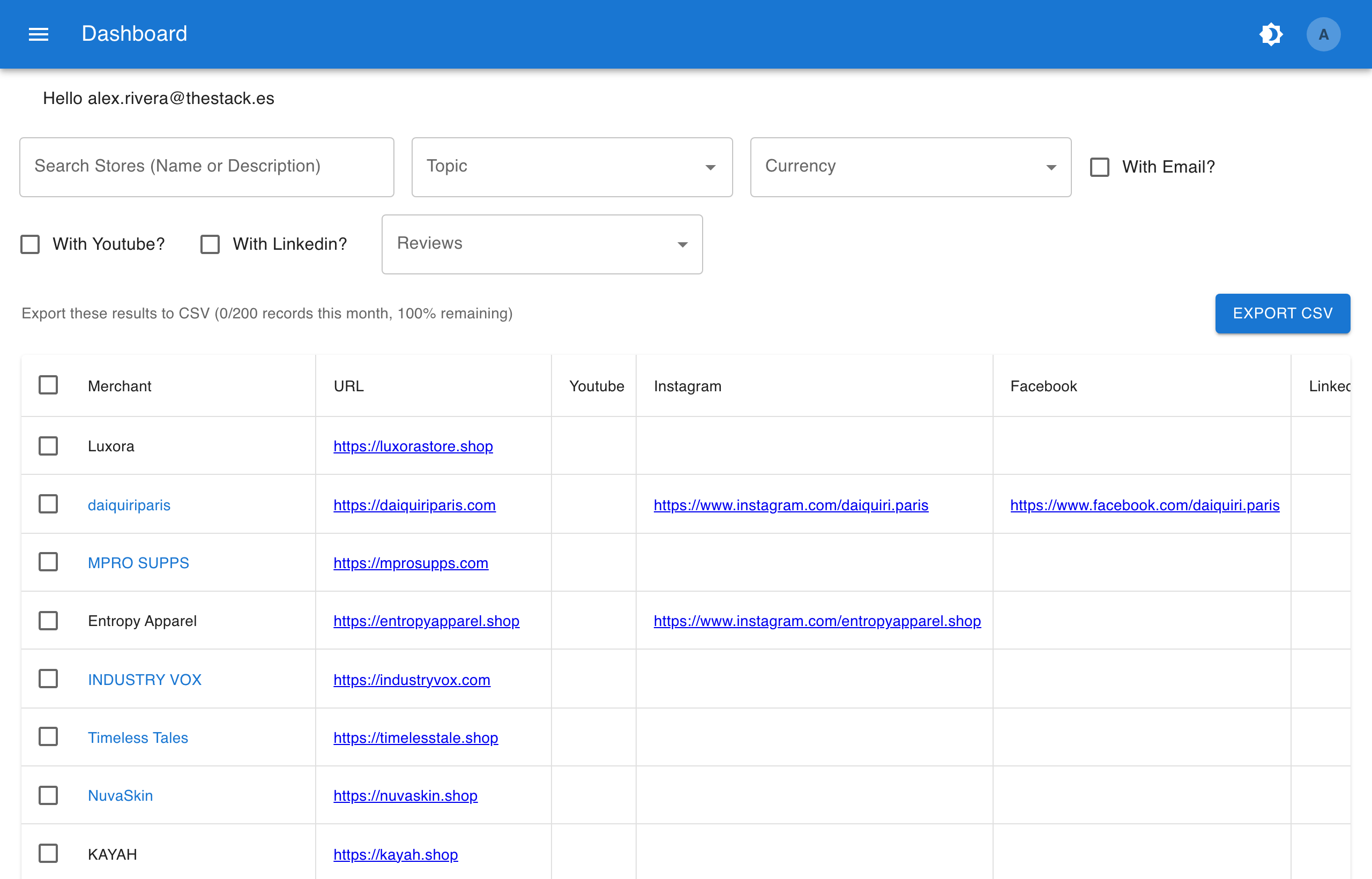 Shopify Store Explorer